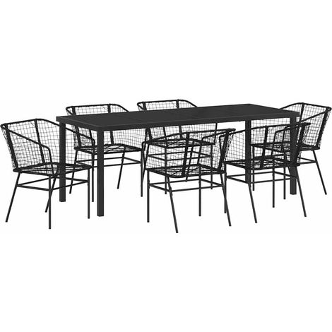 Maison Exclusive - Set da Pranzo per Giardino 7 pcs Nero polyrattan