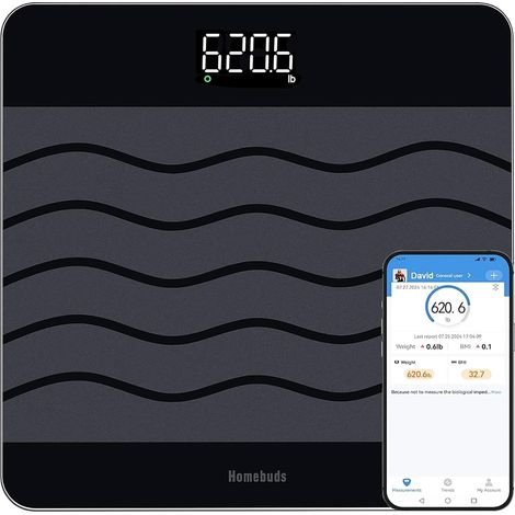 300kg Balance Pese Personne, Précision 0,05kg, Connectée Pèse Personne Et IMC Via Une APP, Verre trempé 8 mm 315  315mm, LED, Noir (1/5)