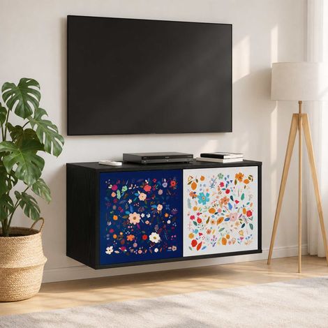 vidaXL Wall-mounted TV Cabinet MAINZ 69 x 33 x 40 cm Black Oak (1/5)