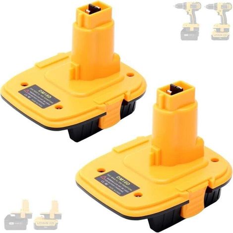 Adaptateur de batterie DM18D (2 packs) compatible avec les outils Dewalt 18 V, conversion compatible avec Dewalt 20 V (1/4)