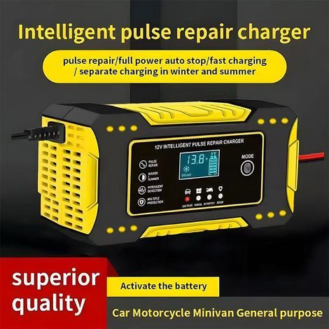 Chargeur de batterie intelligent 12 V 6 A pour motos/voitures, universel pour batteries au plomb et lithium-ion, avec fonction de réparation