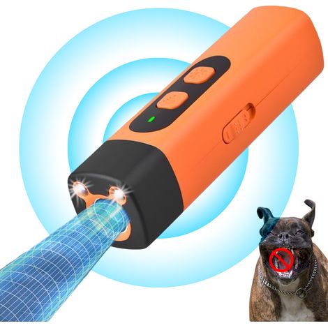 Dispositif anti-aboiements pour chiens, répulsif sonique rechargeable, émetteur de fréquence sonique sûr de 25 kHz, outil de dressage professionnel pour chiens d'une portée de 15 mètres, silencieux d' (1/5)