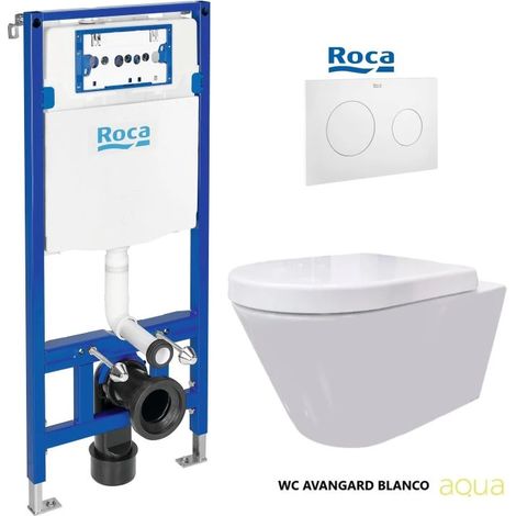 Bâti Support Roca Duplo Pack réservoir encastrable et plaque PL10 Dual Blanc Matt Avec WC Suspendu Rim-ex Avangard blanc AQUA (1/4)