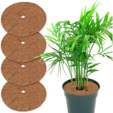 Tapis de Coco Plantes, 4pcs Disque de Protection Plante 30cm Disque de Paillage Tapis de Paillage en Fibre de Coco Disques Paillage de Désherbage des Plantes pour Plantes de Jardin Protection (1/5)