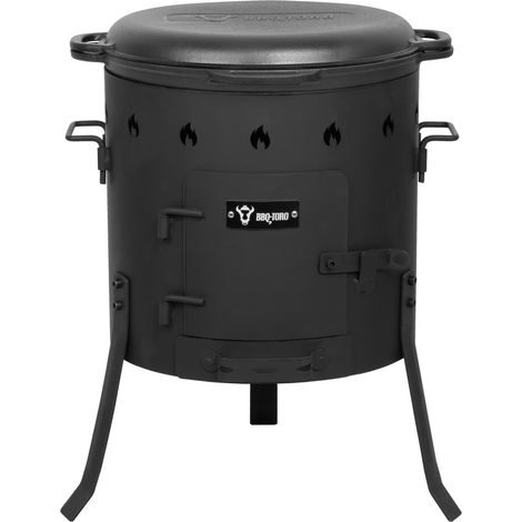 BBQ-Toro Kazan en fonte 16 L avec four Kazan Ø 40 cm, marmite en fonte avec couvercle, marmite à goulasch, chaudron de feu