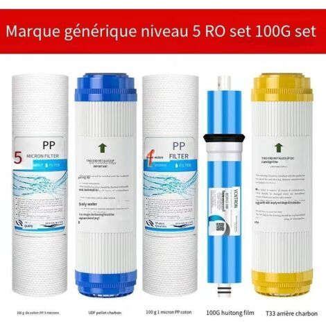 Replacement Reverse Osmosis Filter, Complete Replacement Filter Set 100g for 5 Stage Under Sink Reverse Osmosis Water Filtration System (1/4)