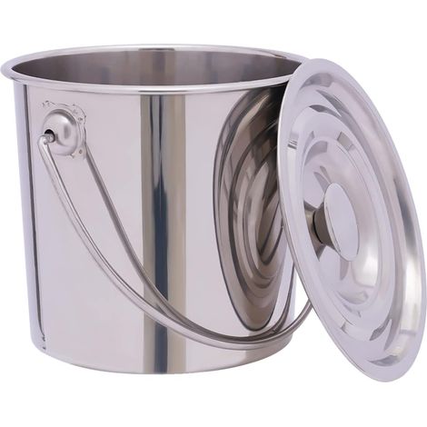 6L Seau de cuisine en acier inoxydable - Seau à lait - Seau à champagne avec couvercle en acier inoxydable - Poignée (1/5)