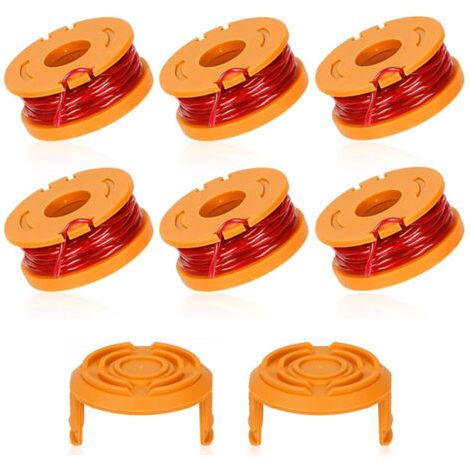 Bobine de rechange pour tondeuse à gazon WORX WA0010/WA6531, compatible avec Worx WA0010, capuchon d'alimentation pour cordon de désherbeur automatique, cordon de tondeuse à gazon sans fil, lot de 6 + (1/5)