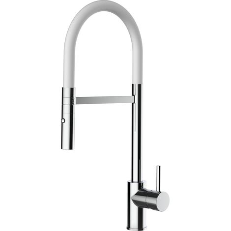 Wasserhahn Kueche Spueltischarmatur Verchromt Kuechenarmatur mit 360 schwenkbarem Weiss Auslauf und abnehmbare 2 strahl Handbrause