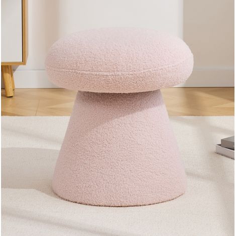 Puf giratorio con forma de seta en tejido Teddy, 41x41x44 cm, rosa, 360°, OKMYHOME (1/5)
