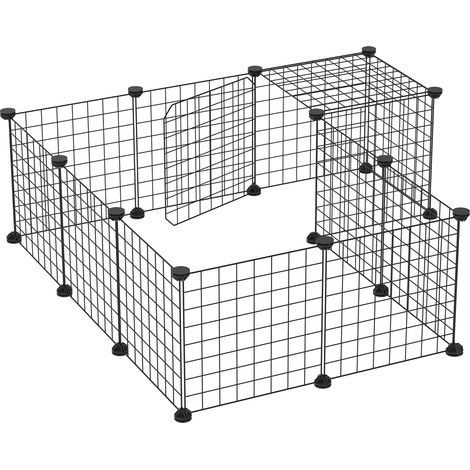 Modulares Kaninchenhaus mit Zubehör, inklusive Montage, aus Stahl, 105 x 105 x 70 cm – Schwarz