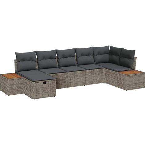 Maison Exclusive - Garten-Sofa-Set mit Kissen 7 pcs Grau Poly Rat