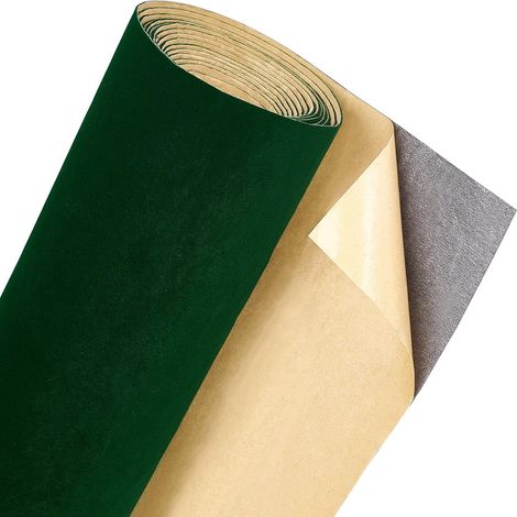 2 MX 40cm Vert foncé Auto-adhésif Velours Doublure en Velours Tissu pour tiroir à Bijoux Artisanat Tissu d'ameublement Peel Autocollant (0,6 mm d'épaisseur) (1/5)