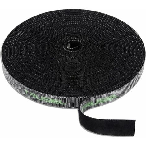 royaluxe - Attache Cable Serre-câble Bande Scratch Cable Management Range Cable Organisateur Rouleau 10 mm de large 10 Mètre Noir(caoutchouc) (1/5)