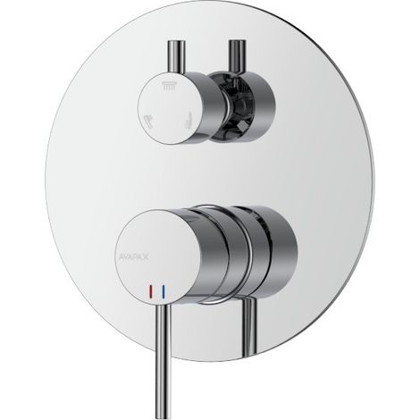 Avapax Robinet de douche/baignoire - Chrome brillant - 3 fonctions - Cartouche céramique 35 mm - Classe sonore II (1/2)