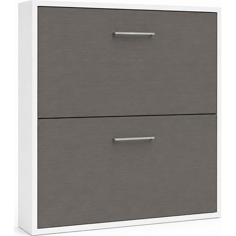 Lit escamotable superposé SOPHIA – renforcé – Spécial location meublée Sans matelas Blanc-90x180-Cadre Blanc-Façade Anthracite (1/5)