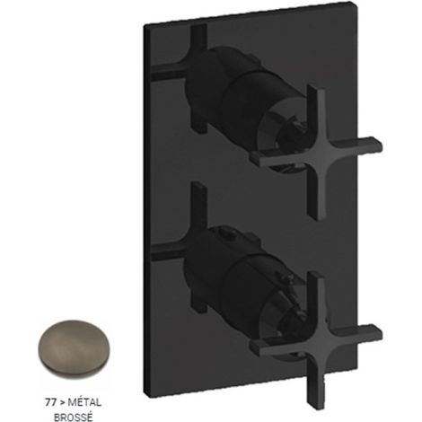 Façade douche thermostatique encastré 2 sorties Métal Brossé Cross Road - CRISTINA ONDYNA XR75277 (1/2)