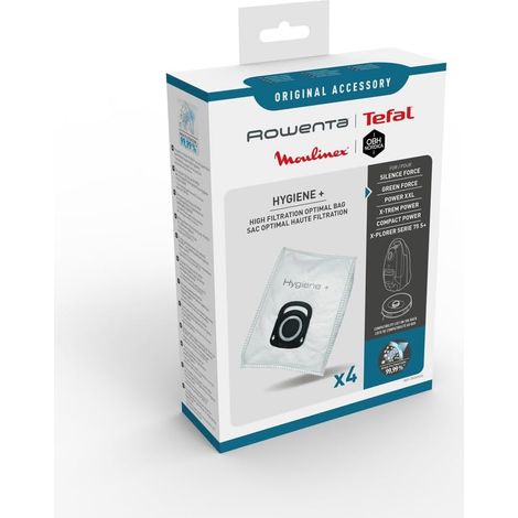 Confezione da 4 sacchetti Hygiene+, compatibili con gli aspirapolvere a traino Compact Power, Power XXL, Silence Force e X-Trem Power ZR200520 di colore bianco. (1/5)