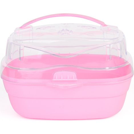Cage portative légère et ventilée de maison de Hamster transparente pour le cochon d'inde d'animal de compagnie rose (1/5)
