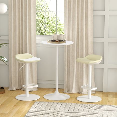 Table haute ronde MDF laqué blanc et acier Ø60x102 cm pour 2 personnes (1/3)