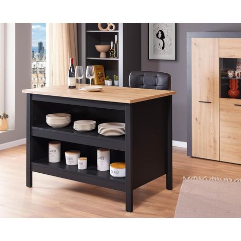 BANCONE MOD. HELINA CM 124X75 H. 91.5 BLACK E ROVERE ARTISAN (1/6)