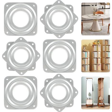 Plateau tournant 360° 6 pièces en métal – Capacité 30 kg – Dimensions 72x72mm – Pour étagères rotatives et bureaux (1/5)