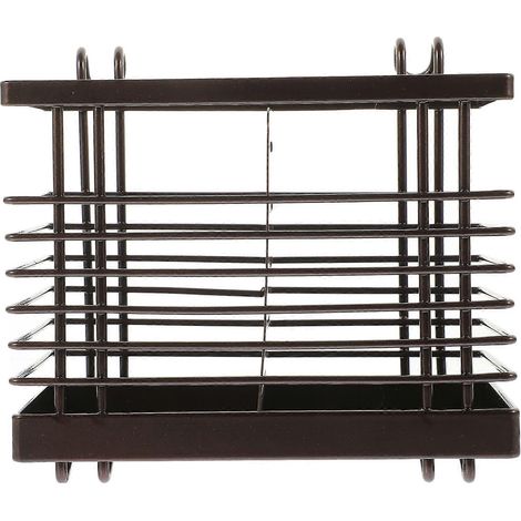 Porte-couverts mural de cuisine pratique, support d'égouttage pour baguettes et cuillères, étagère métallique robuste pour ustensiles-16X14CM-Black (1/3)