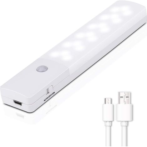 Veilleuse LED Automatique, Lampe 18 LED avec Détecteur de Mouvement, Lampe Placard à Batterie Rechargeable Lampe de Nuit pour le Cabinet, le Placard, le Carage, le Couloire (1/3)