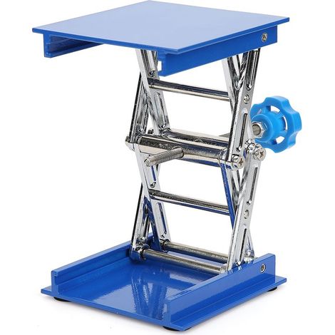 Plateforme de levage en aluminium bleu électrolysé 100 x 100 mm, support de laboratoire, cric ciseaux, élévateur (1/5)