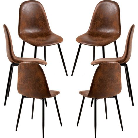Packs Sillas Comedor - Pack 6 Sillas Black Teok Polipiel - Marrón Vintage (1/5)