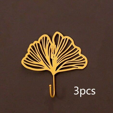 Kreative Metallplatte Wanddeko Schlüsselhaken Ginkgo Biloba 3 Stück