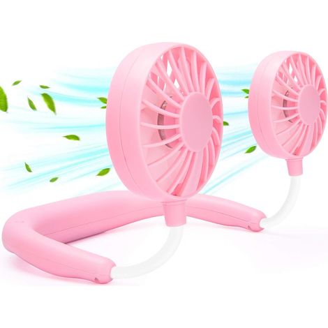 Ventilateur de cou portable rechargeable USB, ventilateur mains libres à porter autour du cou, 3 vitesses réglables, rotation à 360°, ventilateur de refroidissement personnel pour voyage, sport, burea (1/5)