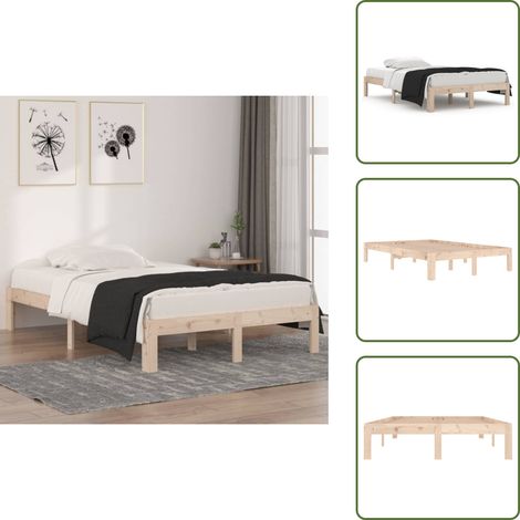 Letto in compensato - vidaXL Giroletto in Legno Massello 120x190 cm Small Double - Letto moderno