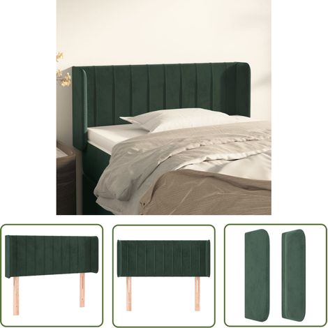 The Living Store Tête de lit avec oreilles Vert foncé 83x16x78/88 cm Velours - Tête De Lit - Tête De Lit Velours - Literie - Meubles Chambre - Meuble Chambre (1/5)