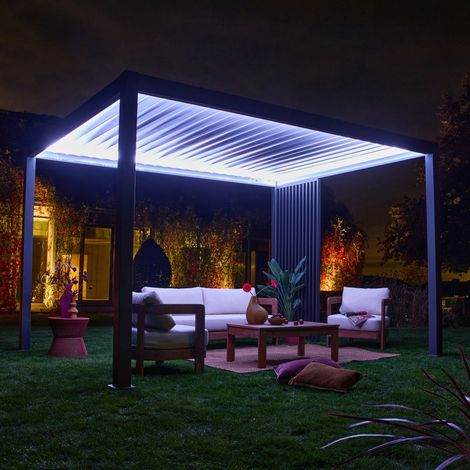 Triomphe persienne verticale pour pergola 3m. aluminium. panneau brise vue. anthracite