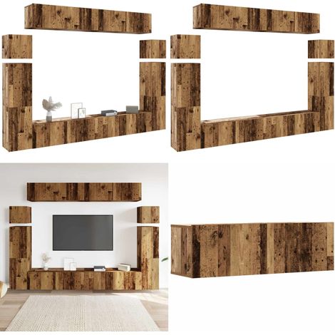 vidaXL Ensemble de meuble TV mural 8 pcs vieux bois bois d'ingénierie (1/5)