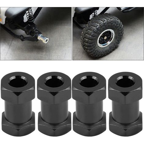 4 pièces Moyeu Roue Hex 12mm Métal pour D90 AX10 CC01 SCX10 F350 RC Crawler (Noir 20mm) (1/5)