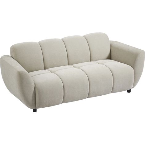 Divano 3 posti effetto imbottito in Tessuto Beige - JULORI (1/5)