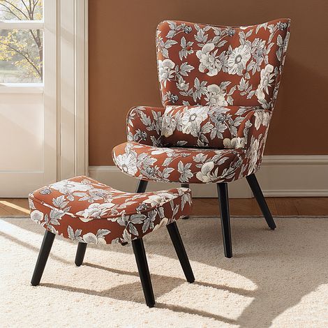 HomeMiYN Sessel Ohrensessel mit Kissen und Fußhocker Wohnzimmer Einzelsofa Rostrot (1/5)
