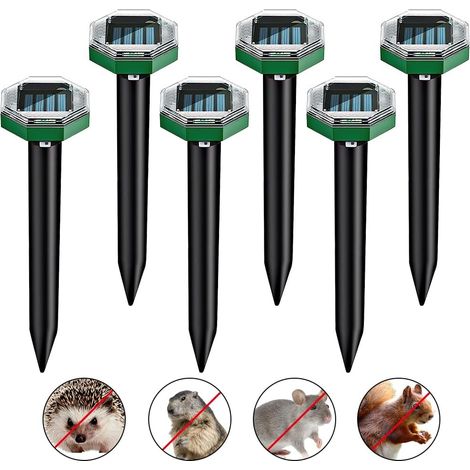 Anti Taupe Ultrason Solaire 6 pièces, Répulsif Solaire Contre Les Taupes, AntiTaupe, Anti-Taupe avec IP44 Imperméable, RépulsifTaupe Solaire à Ultrason pour Pelouse Jardin Extérieur (6 PCS)