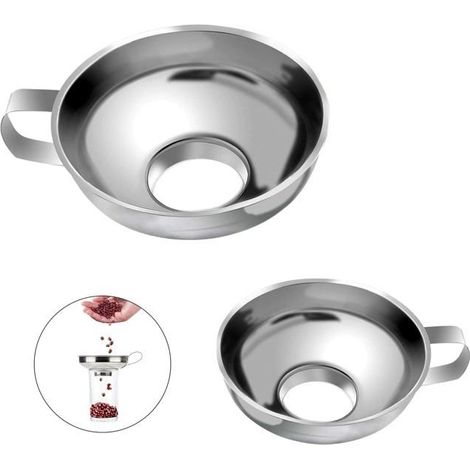Lot de 2 entonnoirs de mise en conserve en acier inoxydable pour cuisine, entonnoirs à large ouverture, faciles à remplir