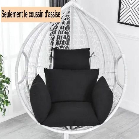 Coussin de Chaise Hamac Suspendu, Rembourrage Confortable pour Siège de Balancelle Jardin Patio, Sans Balançoire, Noir (1/4)