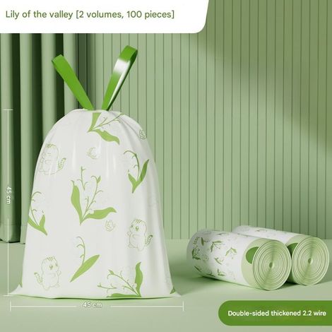 Sacs poubelles parfumés à imprimé muguet, indéchirables, pour la maison, le salon, la cuisine, épais (2 rouleau/50 pièces) (45 × 45 cm/2,2 soie) (1/5)
