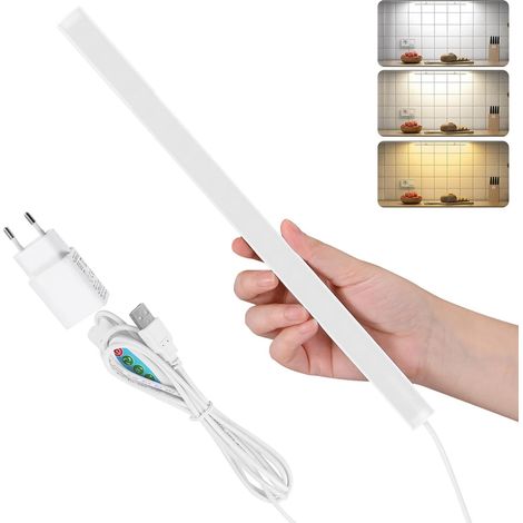 Réglette LED pour Cuisine ou Atelier, Lampe de Placard Dimmable à 3 Couleurs Chaude/Froid/Naturelle, Lumière LED avec Prise, 8 308 17.5mm (1/5)