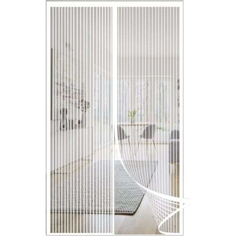 Magnetisches Moskitonetz, Fliegengittertürvorhang, Moskitonetztür mit Magnetverschluss, automatischer Schließmechanismus, 100 x 210 cm, weiß-Crezuo