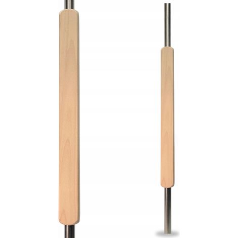 Balustre - Poteau de garde-corps - 90 cm - Hêtre - Acier inoxydable - Design moderne et élégant