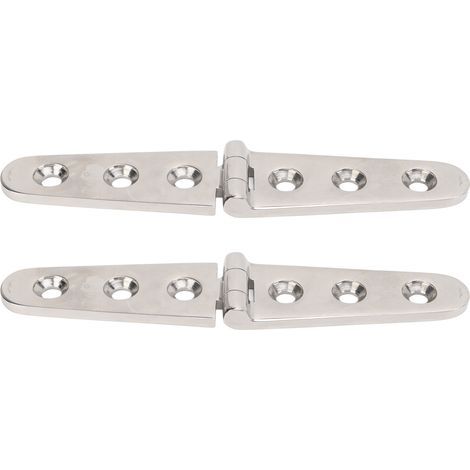 Paire de charnières à sangle robustes avec trous en acier inoxydable 316 pour bateau, quincaillerie pour porte, hangar, grange, 3 trous : 152 x 30 mm/5,98 x 1,18 pouces (1/5)