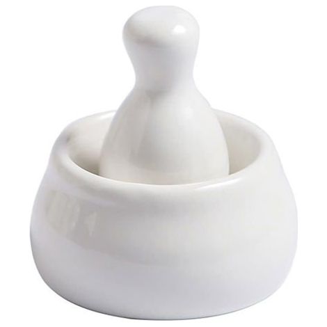 Ensemble mini mortier et pilon en céramique blanche, un broyeur de pilules parfait, également adapté pour écraser les épices (1/5)