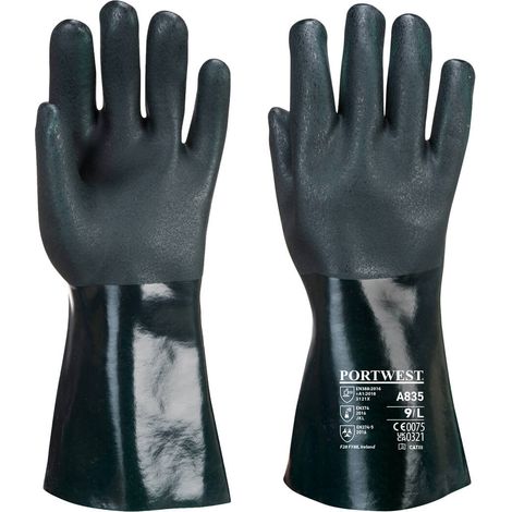 Guanto in PVC 35cm Doppio Trempage - XXL - Verde - Portwest