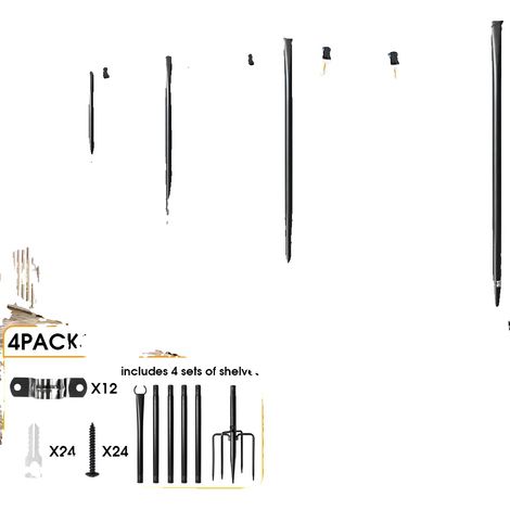 Postes de luz, altura regulable, construcción de acero resistente, 4 piezas. (1/2)